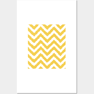 Yellow and White Distorted Chevrons Posters and Art